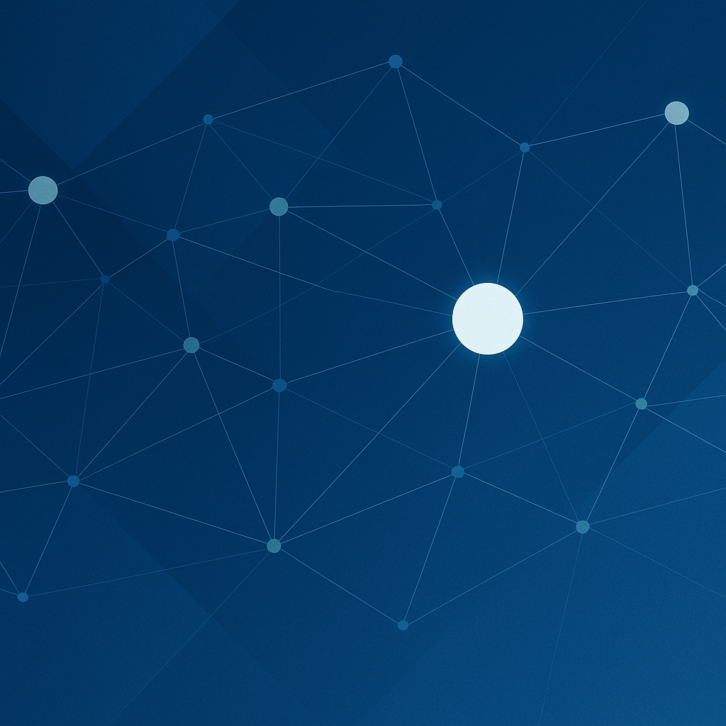 Abstract network of interconnected nodes representing ZagTrader's integrations